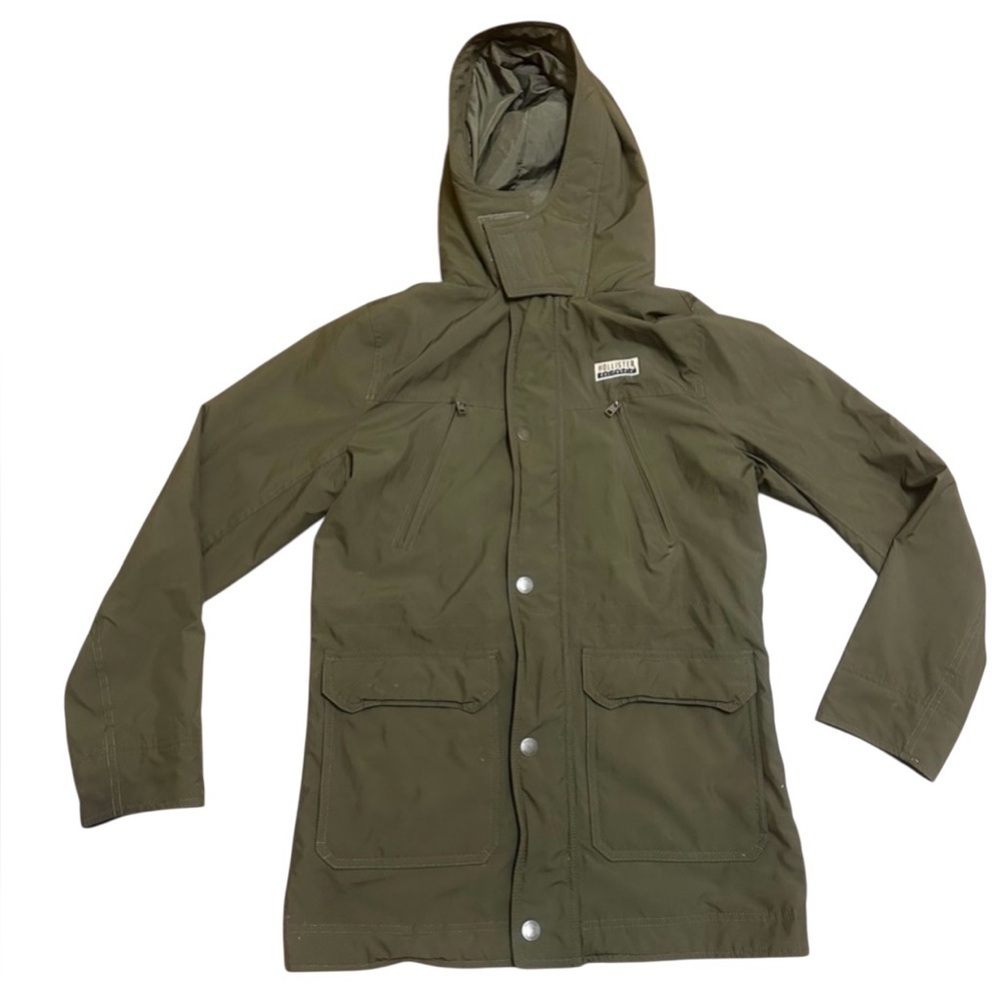 Hollister Green Military Field Jacket Hooded Casual